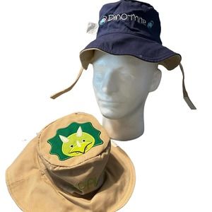 New Flapjack Kids Reversible Blue Dino Tan Dino Toddler Boy's Sun Hat 2T-4T